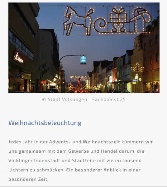 Spende 300 EUR für Weihnachtsbeleuchtung der Stadt Völklingen