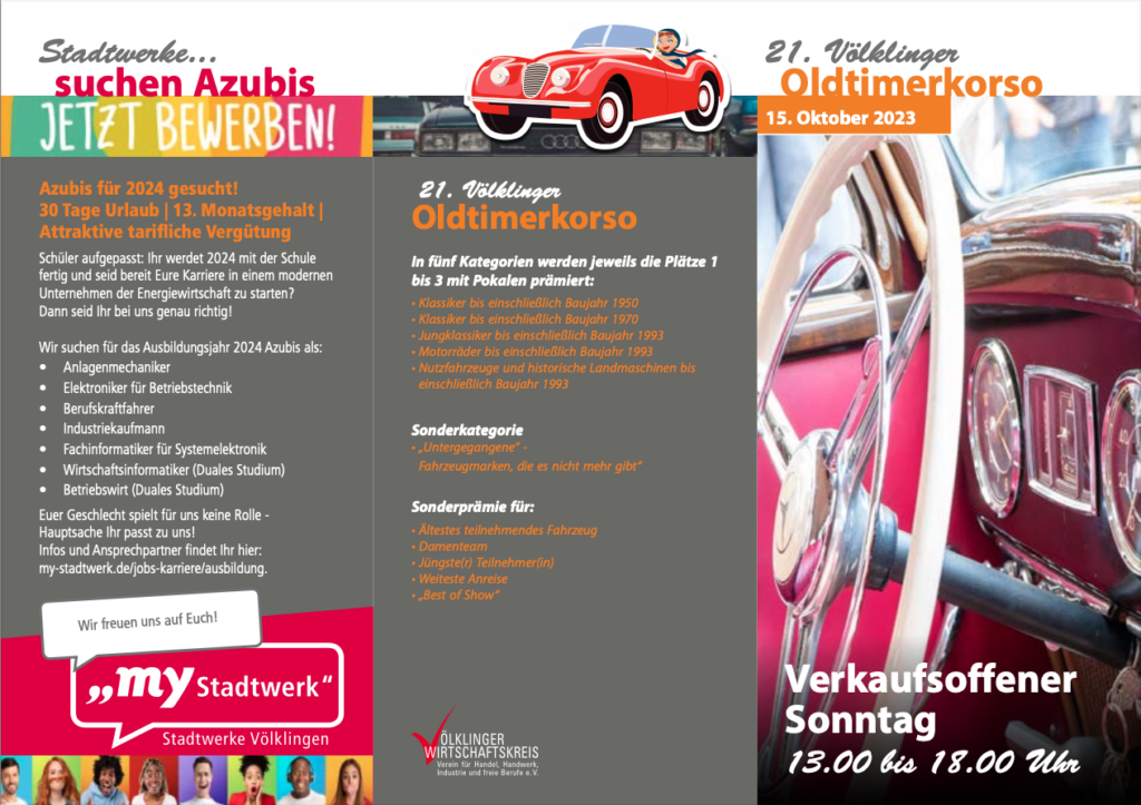 21. Völklinger Oldtimerkorso Flyer 2023 Seite 1